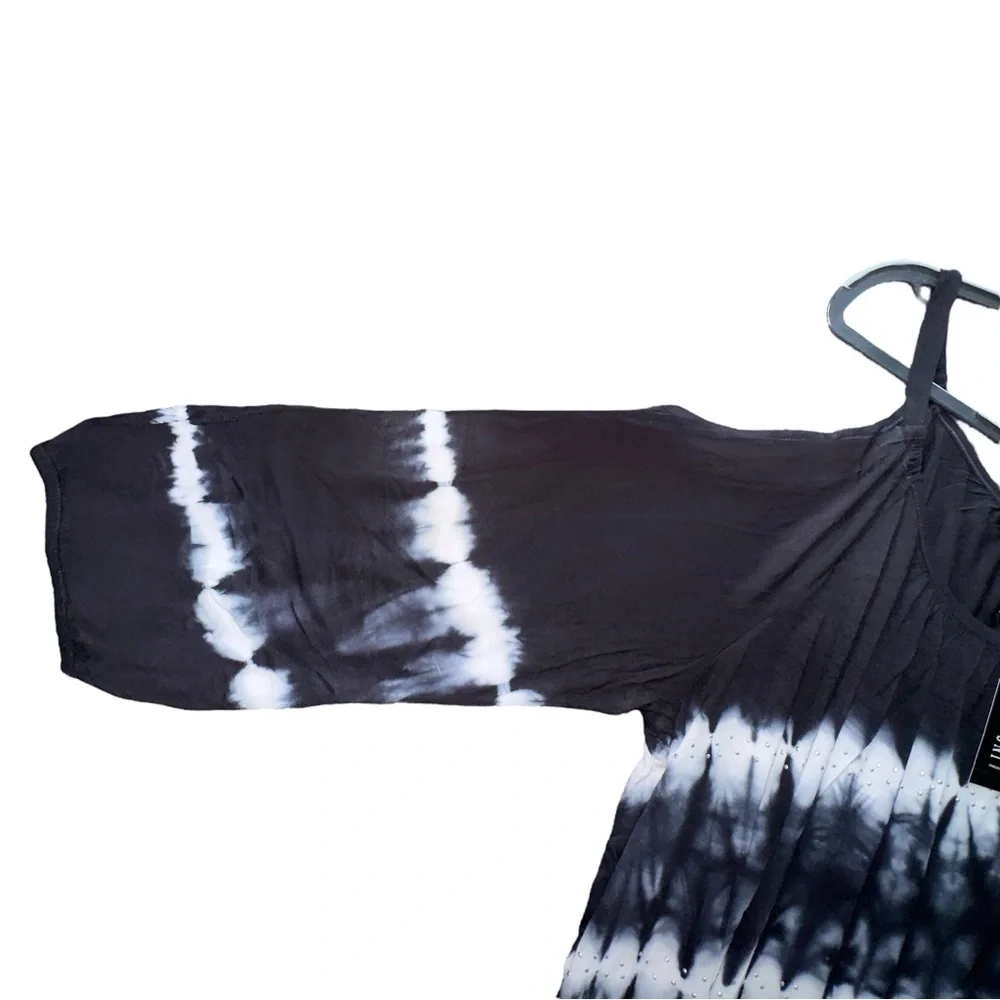 INC Intl Concepts Size 2X Tie Dye Black White Tank Top Summer Lightweight NWT - Picture 5 of 6